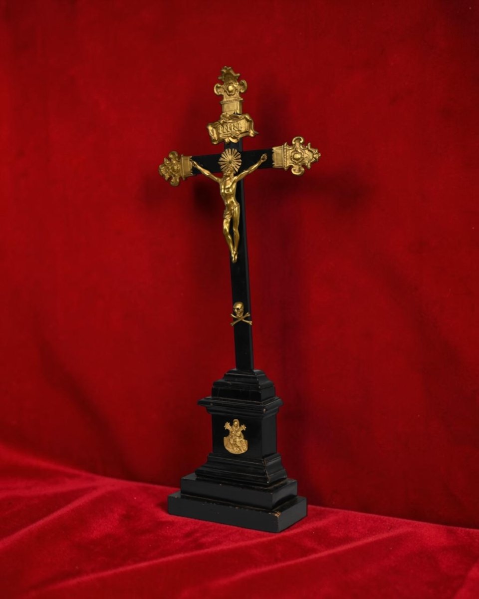 Wooden And Gilded Bronze Crucifix - Italy, 18th Century  -photo-4
